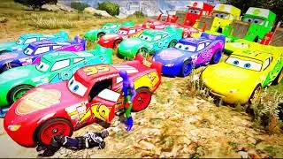 Linlin plays games&lrm;GTA 5 McQueen car vs. train stunt racing challenge (1)
