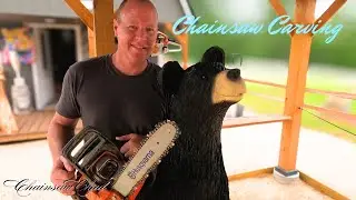 Chainsaw Carving a BEAR!! An AMAZING transformation from Log to Art!