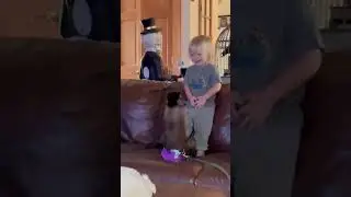 The cutest little catch today!! Henry playing with gaitlyn while she was hanging in the living room