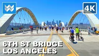 [4K] L.A. $588M Project: 6th Street Bridge in Los Angeles California - Grand Opening Walking Tour