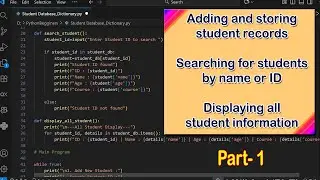 Student Database with Python Functions | Add, Search & Display Records Menu Project - Part A