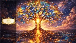 Cosmic Tree of Light 4K | Fantasy Tree in Gold Frame | Silent TV Art Screensaver | 2 Hours OLED Safe