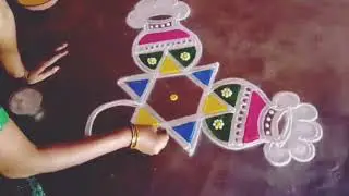 margazhi special 5*3 simple rangoli design/#pongalrangoli​/pongal colorrangoli/
