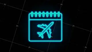 Calendar airplane for travel design. Neon icon. motion graphic