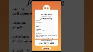 Job Opening for Civil Engineer #hsetraining #civilengineering #engineering #engineeringjobs #riyadh