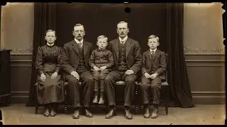 Retrato familiar, 1903. Al ampliarla descubren: hay una mano extra en el hombro del padre