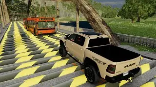 Cars Vs 99 Speed Bumps - BeamNG Drive