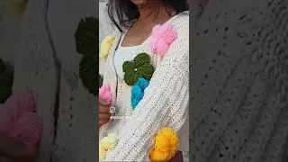 DIY flower cardigan 🌸🧶 #youtubeshorts #diy#craft#shorts#youtube#easydiy#handmade#crafting