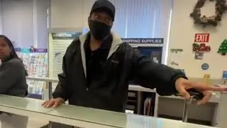 Out of control post office  insane Beta male says don&rsquo;t film me all take your camera police arrive !