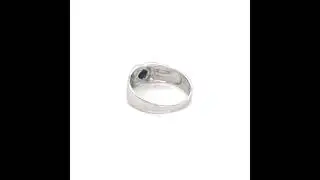 Men's Square Cut Blue Sapphire Ring in Sterling Silver