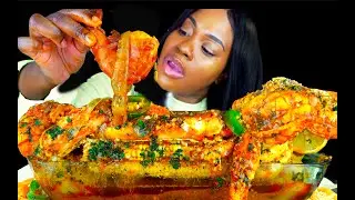 DESHELLED SEAFOOD BOIL | KING CRAB |  SPICY SEAFOOD MUKBANG | LOBSTER TAIL MUKBANG | ASMR EATING