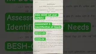 Assessment & Identification of Needs (HI) B.Ed Special Education 1styear Question Paper 2023-24 RCI