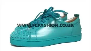 Christian Louboutin Mens Sneakers - Pacific Blue Louis Junior Spikes Flat Calf