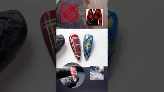 Red plaid nail art tutorial ✨ classic checks #NailArtShorts #PlaidNails #GelNailArt #NailTutorial