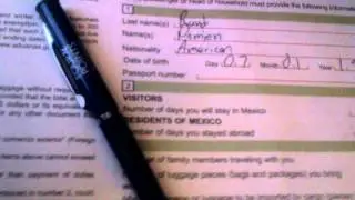 Filling out my immigration documents for entry into Mexico City. VID-20130301-00004