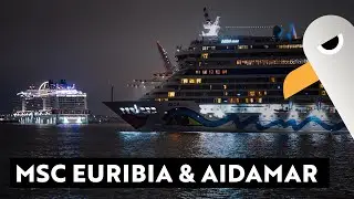MSC Euribia und AIDAmar verlassen Hamburg bei Nacht 🌒 Wendemanöver am Holzhafen 🛳️