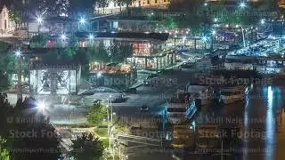 View of the Douro River and embankment timelapse at night in Porto, Portugal.