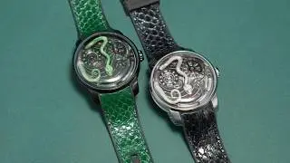 Lucky Harvey Craftsmanship Series Green Snake automaton Watch &ndash; Hand-Engraved 925 Silver