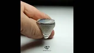 White Shajar Yemeni Agate With Special Iranian Handmade Silver Ring | MyRings.Co