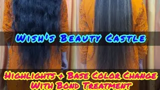 #wishsbeautycastle #highlights #basecolor #streaking #bondtreatment #hairtreatment