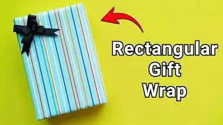 How to Wrap a Rectangular Box with Gift Paper | Rectangle Present Wrapping with Ribbon