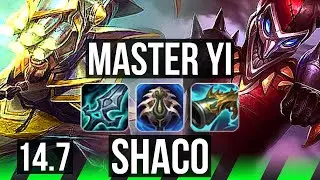 YI vs SHACO (JGL) | 90% winrate, 6 solo kills, Legendary | BR Diamond | 14.7