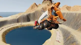Автомобиль против бассейна: Прыжок со скалы | BeamNG Drive