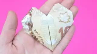 $100 DOLLAR BILL CANADIAN ORIGAMI HEART | DIY ORIGAMI TUTORIAL | VALENTINES DAY GIFT | BIRTHDAY