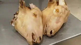  😱 పొట్టేలు తల కాల్చడం ఎలా ? Goat Head Cut🍖  🥩 #Meat #nonveg #sunday #butcherskills #goat #headshot 
