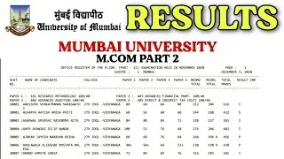 M.com Part 2 Results Declared || Mumbai university Result 2020