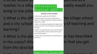 George V High Schoo l Alternative English Important question aecc 2 #examsupport #alternativeenglish