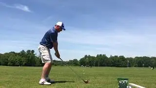 Hitting a 1951 MacGregor 693T Persimmon driver, owned by Tom Kite