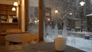 ☕겨울 밤 카페 _ Winter Night Café Ambience | asmr | 수면 | 비 | 카페 | sleep | rain | Cafe | snow