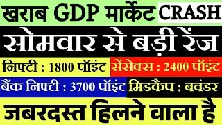 GDP खराब डाटा 😱🛑 सोमवार तांडव CRASH । tomorrow market prediction| Nifty Prediction| Midcap Nifty