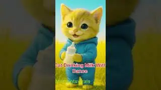 Cat drinking milk with dance #viral #shortsfeed #shorts #cartoon