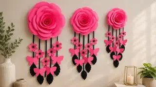 Diy home decoration | Paper flower Rose wall hanging | Easy wall decoration ideas | Diy Paper craft