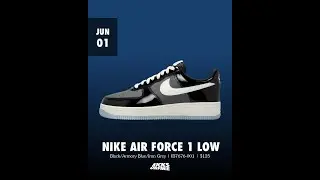 Nike Air Force 1 Low Black / Armory Blue - June 1, 2025