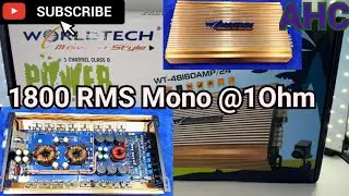 WT-4818D 1800 RMS Mono Amplifier Class D | Real 1800 RMS | Worldtech Car Amplifier