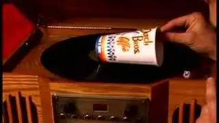 playing a record with a paper cup