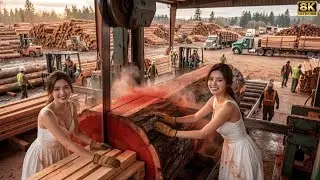 From Giant Redwood Logs to Fine Furniture – Inside the Oldest Wood Sawmill Factory (Full Process)