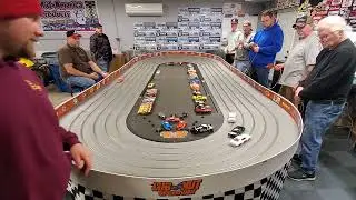 Nascar Vintage Slot Car A Main !! Racing action from Lug Nut Speedway  !!
