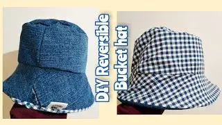 DIY REVERSIBLE BUCKET HAT | Bucket hat tutorial easy | Easy Upcycle