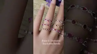 Ruby & Diamond Stackable Band Collection - July's Birthstone