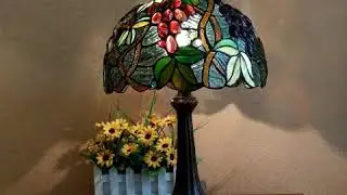 Fumat Stained Glass Tiffany Grape Flower Desk Lamps Table Lights Lighting