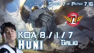 SKT T1 Huni GALIO vs JAYCE Top - Patch 7.16 KR Ranked