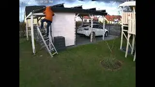 Person Falls Off Ladder While Affixing Solar Panel Bracket - 1451451
