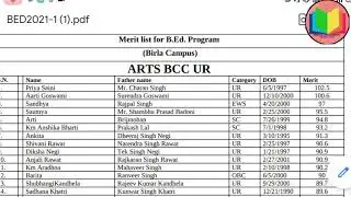 HNB bed admission 2020-21 list out/SRT,BGR, BCC CAMPUS