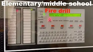 Elementary/middle school fire drill with smoke detector and discovering smoke relief fan