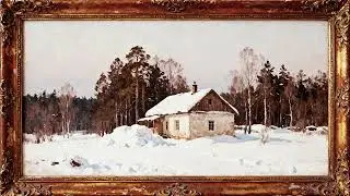Cozy Winter Cottage Frame TV Art Relaxing Animated Snow Scene Vintage Oil Painting TV Screensaver