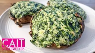 Spinach Dip Stuffed Portobellos | Super Bowl Recipe | Cait Straight Up